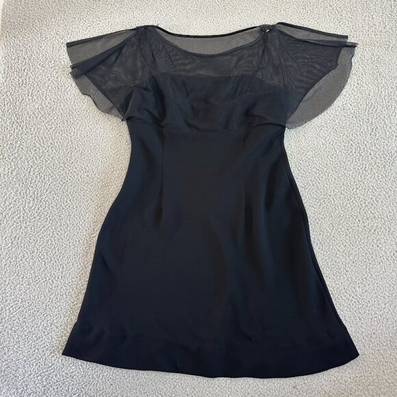 Vintage Y2K Shawl Dress Black Little Black Dress Spaghetti Defined Bust - Picture 9 of 14